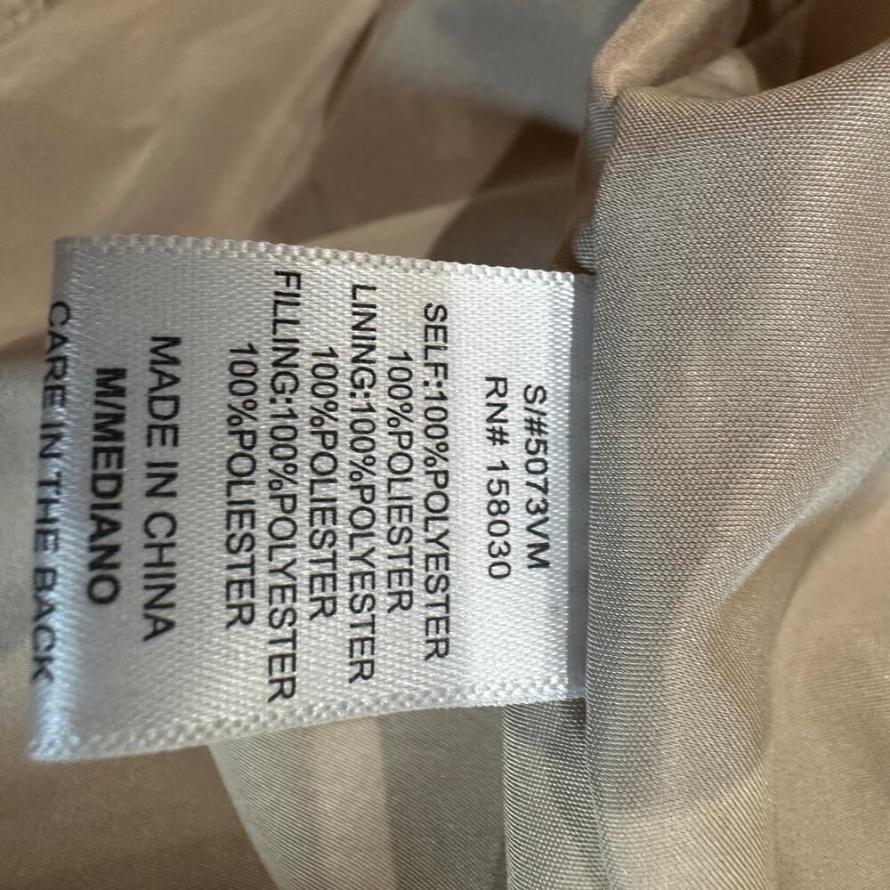 Camping Beige Puffer Vest MEDIUM Radiate Positivity Desert Tailgate Unique Crop - Picture 6 of 8